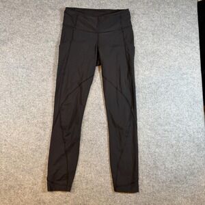 Lululemon Pants Womens 4 Black Ankle Yoga Leggings Mesh Panel Running Athletic